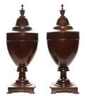 A Pair of George III Style Mahogany Cutlery Urns