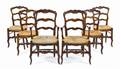 A Set of Six French Oak Ladderback Chairs