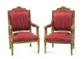 A Pair of Louis XVI Style Giltwood Fauteuils