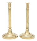 A Pair of Brass Columnar PushUp Candlesticks