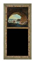 A Continental Painted and Parcel Gilt Trumeau Mirror