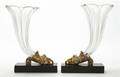 A Pair of Gilt Bronze and Cut Glass Cornucopia