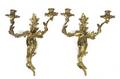 A Pair of Louis XV Style Bronze TwoLight Sconces