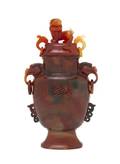 A Chinese Carved Agate Lidded Vase