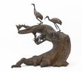 A Japanese Bronze Model of Cranes