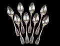 SET OF EIGHT CONTINENTAL SILVER COFFEE SPOONS