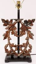 Painted Iron Oak Leaf Accented Table Lamp