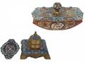 CHAMPLEVE ENAMEL AND GILT BRONZE BLOTTER