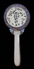 A Chinese Jade Inset Hand Mirror