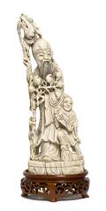 A Chinese Figural Ivory Carving of Shoulao