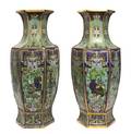 A Pair of Cloisonne Hexagonal Vases