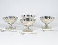 SET OF FOUR STERLING SILVER OPEN SALTS AND SPOONS