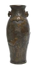 A Japanese Bronze Vase Decorated with Bats