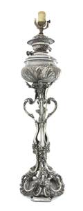 A French Victorian Silverplate Oil Lamp