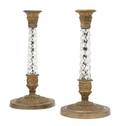 A Pair of Empire Style Gilt Bronze and Crystal Candlesticks
