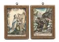 A Pair of Silk and Needlepoint Religious Panels