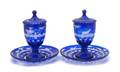 A Pair of Bohemian Cobalt Glass Overlay Vases