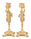 A Pair of Austrian Gilt Bronze Figural Candlesticks Hollenbagh