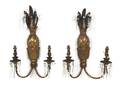 A Pair of Gilt Metal TwoLight Sconces