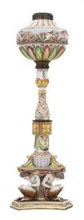 A Capodimonte Porcelain Figural Oil Lamp