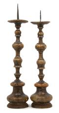 A Pair of Painted Pricket Sticks
