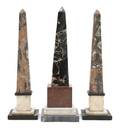A Group of Three Marble Obelisks