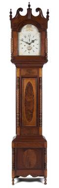 An American Federal Various Woods Tall Case Clock Luman Watson