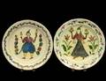 PAIR OF GLAZED POTTERY CHARGERS