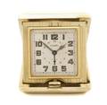 An American 14 Karat Gold Travel Clock Cartier