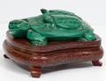 CARVED MALACHITE GROUP OF TURTLES