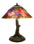 An Interior Painted Glass Shade with Bronze Base Ulla Darni