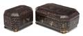 Two Chinese Export Lacquered Tea Caddies
