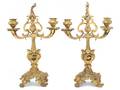 A Pair of Louis XV Style Gilt Bronze TwoLight Candelabra