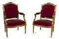 A Pair of Louis XVI Style Giltwood Fauteuils