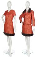 An Oscar de la Renta Orange Brocade Dress with Matching Jacket