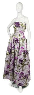 A Norman Norell Lilac Floral Silk Evening Gown
