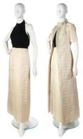 A Bill Blass Cream Silk Organza Evening Ensemble