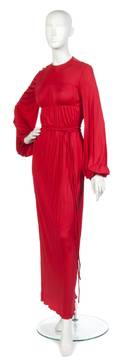 A Bill Blass Red Silk Jersey Evening Gown