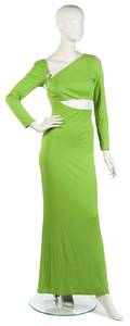A Gianni Versace Lime Green Jersey Gown