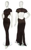 A Claude Montana Brown Jersey Evening Gown
