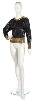 An Yves Saint Laurent Black and Gold Sequin Evening Blouse