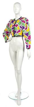 An Yves Saint Laurent Geometric Print Silk Bolero Jacket