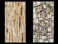 TWO CONTEMPORARY IVORY OVERLAID WOOD PLAQUES