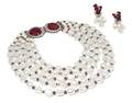 A Robert Sorrell Multistrand Faux Pearl and Ruby Rhinestone Parure