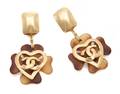 A Pair of Chanel Faux Tortoise Goldtone Earclips