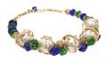 A Phillippe Ferrandis French Coral Branch Encased Pearls with Blue  Green Glass Necklace