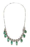 A Platinum Gold Diamond and Emerald Necklace