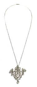 An Edwardian Platinum and Diamond BroochPendant