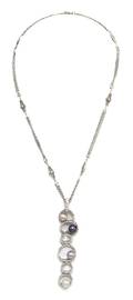 An 18 Karat White Gold Cultured Freshwater Pearl and Diamond Pendant