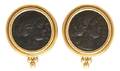 A Pair of 22 Karat Yellow Gold and Ancient Coin Earclips
